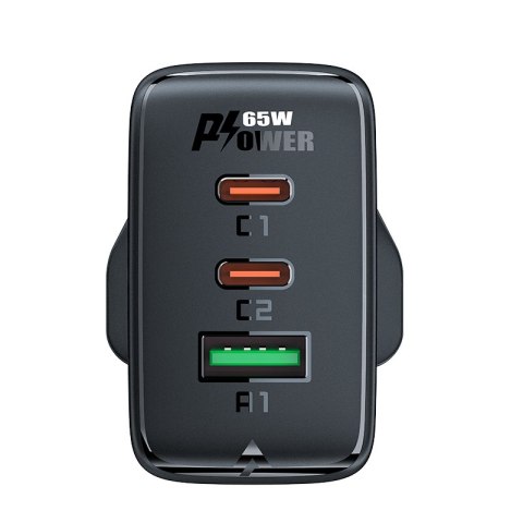 Ładowarka sieciowa wtyczka angielska UK GaN 65W 1x USB 2x USB-C PD biała ACEFAST