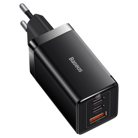 Szybka ładowarka sieciowa GaN 2x USB-C USB 65W + kabel USB-C czarna BASEUS