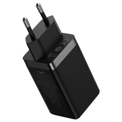 Szybka ładowarka sieciowa GaN 2x USB-C USB 65W + kabel USB-C czarna BASEUS