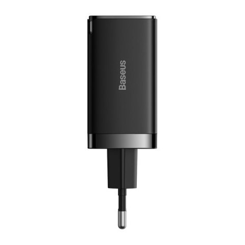 Szybka ładowarka sieciowa GaN 2x USB-C USB 65W + kabel USB-C czarna BASEUS