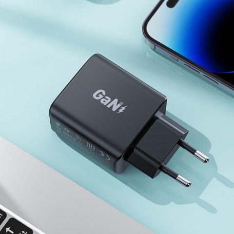 Szybka ładowarka sieciowa GaN 35W PD 2x USB-C czarna ACEFAST