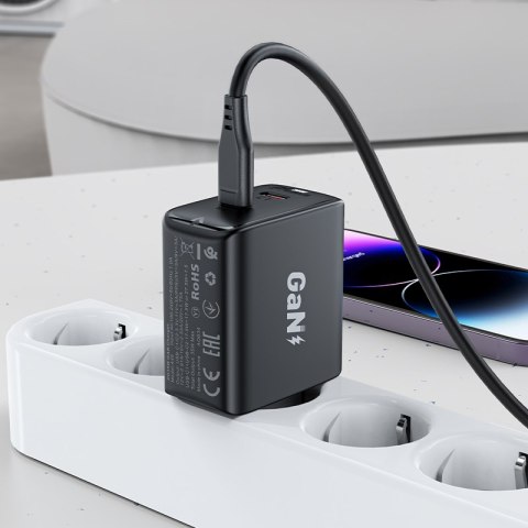 Szybka ładowarka sieciowa GaN 35W PD 2x USB-C czarna ACEFAST