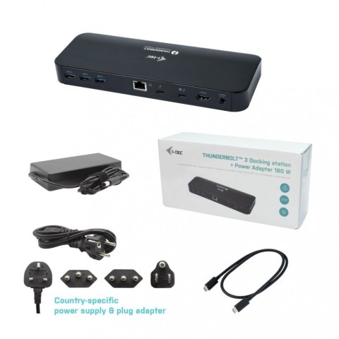 Stacja dokującaThunderbolt 3/USB-C Dual 4K Docking Station + USB-C to DisplayPort Cable (1,5m) + Power Delivery 60W I-tec