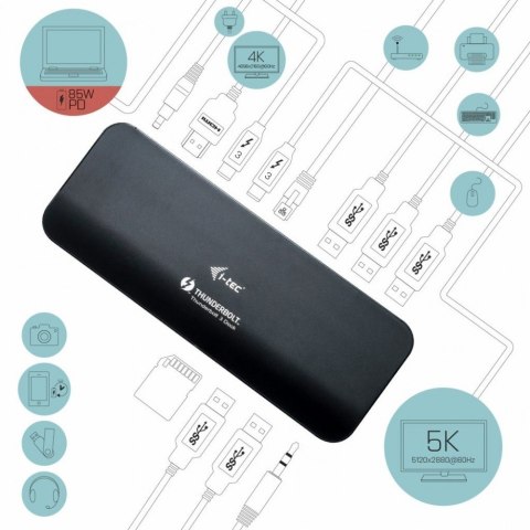 Stacja dokującaThunderbolt 3/USB-C Dual 4K Docking Station + USB-C to DisplayPort Cable (1,5m) + Power Delivery 60W I-tec