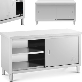 Stół blat roboczy centralny z szafką drzwi suwane 150 x 60 x 85 cm Royal Catering
