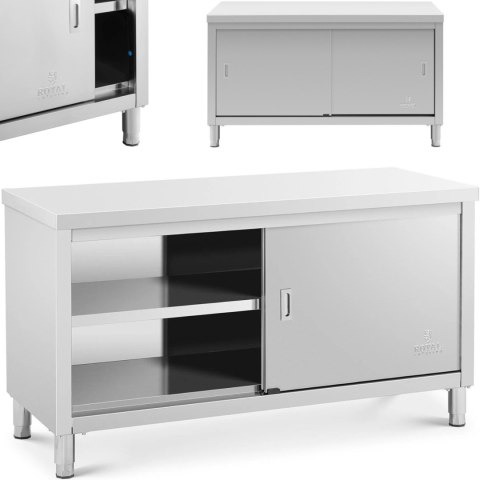 Stół blat roboczy centralny z szafką drzwi suwane 150 x 60 x 85 cm Royal Catering