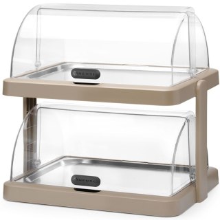 Witrynka chłodząca podwójna bufetowa z pokrywą roll-top Duo UNIQ - beżowa Hendi