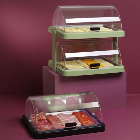 Witrynka chłodząca podwójna bufetowa z pokrywą roll-top Duo UNIQ - zielona Hendi