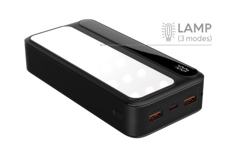 Powerbank P20 LCDPD LAMP 20 000mAh, zintegrowana lampa LED z funkcją latarki Rebeltec