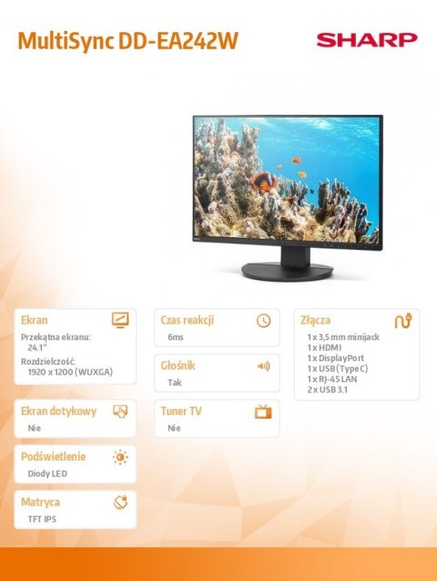 Monitor MultiSync DD-EA242W 24.1 cala czarny Sharp