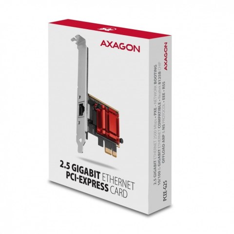 PCEE-G25 Karta sieciowa PCIe 1 x 2.5 Gigabit Ethernet port RJ-45 Realtek, PXE, SP & LP AXAGON