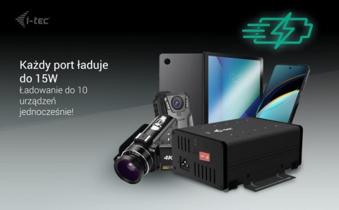 !i-tec USB-C/USB-A Metal Charging + data HUB 15W per port 10x USB-C I-tec