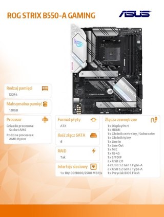 Płyta główna ROG STRIX B550-A GAMING AM4 4DDR4 HDMI/DP ATX Asus