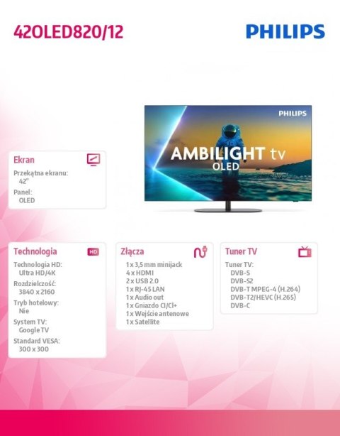 Telewizor 42 cale OLED 42OLED820/12 Philips