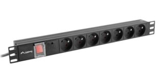Listwa zasilająca Rack PDU 19" 1U 16A 7X 230V PL 2m czarna Lanberg