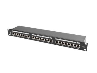 Patch Panel 24 Port 1U Kat.6 czarny ekranowany Lanberg