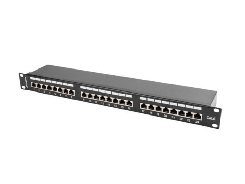 Patch Panel 24 Port 1U Kat.6 czarny ekranowany Lanberg