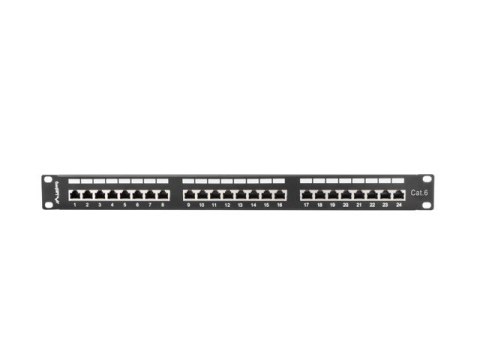 Patch Panel 24 Port 1U Kat.6 czarny ekranowany Lanberg