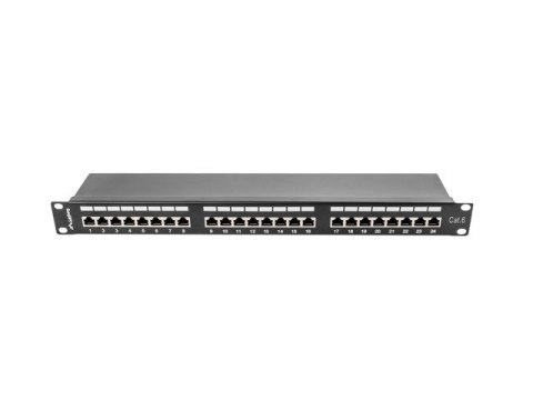 Patch Panel 24 Port 1U Kat.6 czarny ekranowany Lanberg