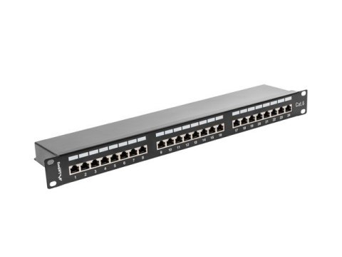 Patch Panel 24 Port 1U Kat.6 czarny ekranowany Lanberg