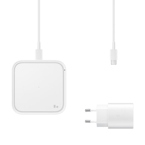 Ładowarka Samsung Wireless Charger Pad indukcyjna 15W + ładowarka sieciowa i kabel USB-C - biała SAMSUNG