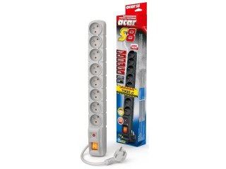 Listwa zasilająca S8 3M 8 gniazd, szara Acar