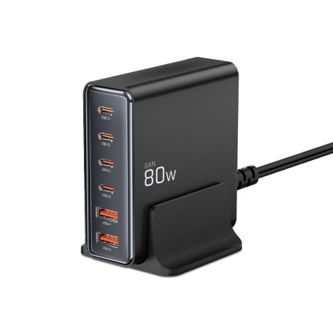 Stacja ładująca do urządzeń 4x USB-C 2x USB-A 80W Tech-Protect