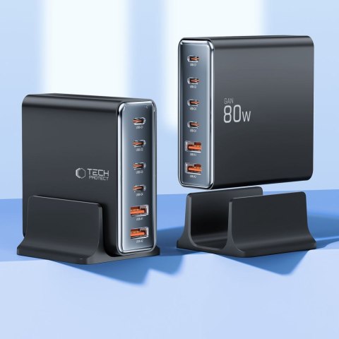 Stacja ładująca do urządzeń 4x USB-C 2x USB-A 80W Tech-Protect