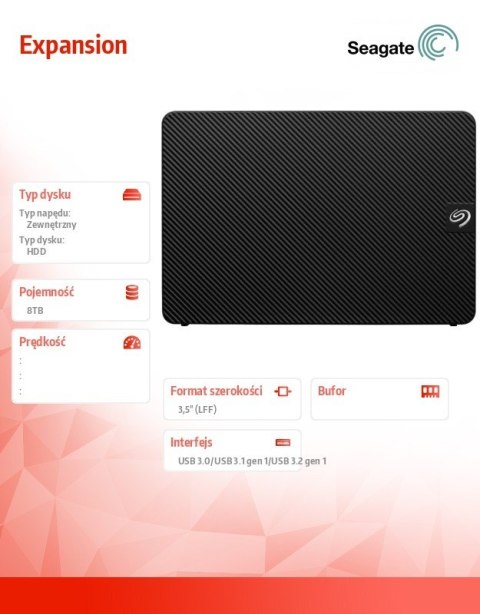 Dysk zewnętrzny Expansion 8TB 3,5 STKP8000400 czarny Seagate