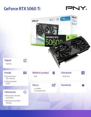 Karta graficzna GeForce RTX 5060 Ti OC 8GB VCG5060T8DFXPB1-O PNY