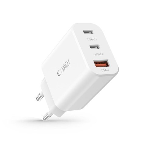 Ładowarka sieciowa 2x USB-C PD / USB-A QC 30W - biała Tech-Protect
