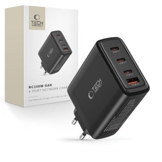 Ładowarka sieciowa GaN 3x USB-C PD USB-A QC 100W- czarna Tech-Protect