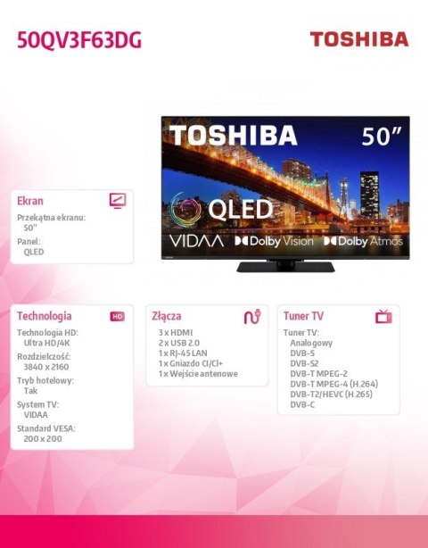 Telewizor QLED 50 cali 50QV3F63DG Toshiba