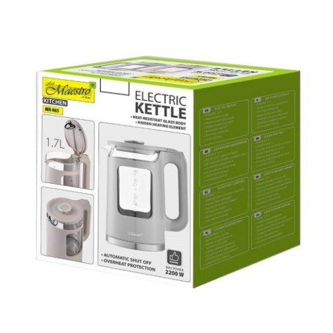 Czajnik elektryczny szklany 1,7l 2200W MR-065-GREY Feel-Maestro