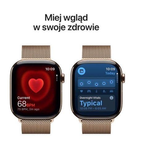 Watch Series 11 GPS + Cellular, koperta 46 mm z tytanu w kolorze złotym, bransoleta mediolańska w kolorze złotym S/M Apple