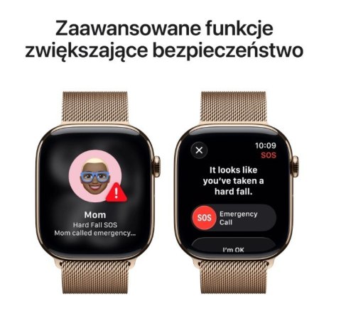 Watch Series 11 GPS + Cellular, koperta 46 mm z tytanu w kolorze złotym, bransoleta mediolańska w kolorze złotym S/M Apple