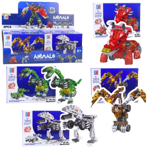 Klocki Konstrukcyjne Dinozaur Auto 2w1 105-132 el. Mix LEAN TOYS