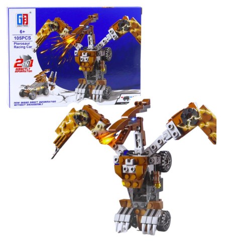 Klocki Konstrukcyjne Dinozaur Auto 2w1 105-132 el. Mix LEAN TOYS