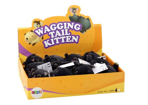 Pluszowy Kotek Naciągany Skaczący Maskotka Czarny LEAN Toys
