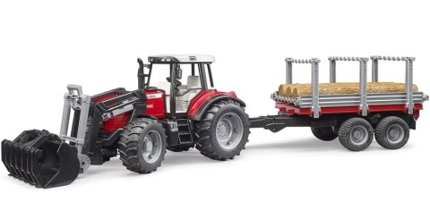 Pojazd Traktor Massey Ferguson z przyczepą BRUDER