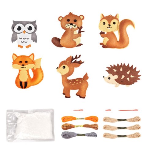 Zestaw Kreatywny Wyszywanki Filcowe Zwierzątka Leśne 6szt LEAN Toys