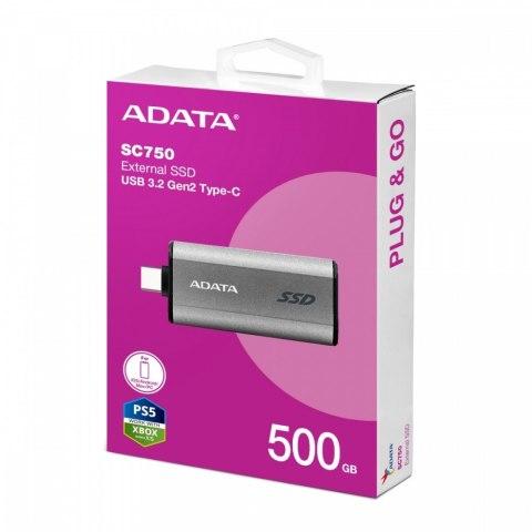 Dysk zewnętrzny SSD SC750 500G USB3.2C 1050/1000 MB/s Adata