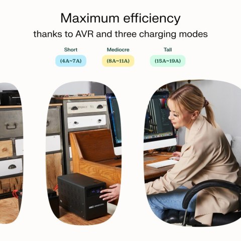 Zasilacz awaryjny UPS AVR PowerCore 1000W/1500VA 12VDC Green Cell