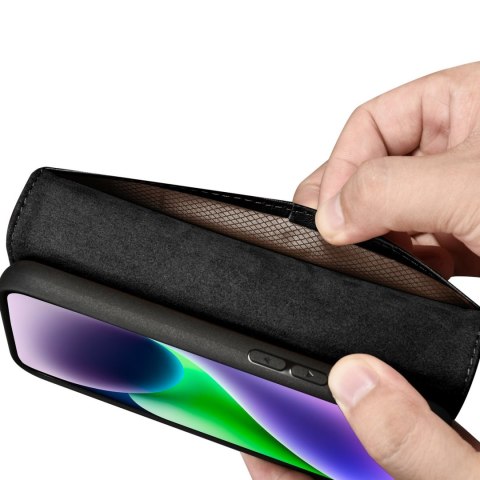 2w1 etui skórzany pokrowiec z klapką iPhone 14 Plus Anti-RFID Wallet Case czarny ICARER