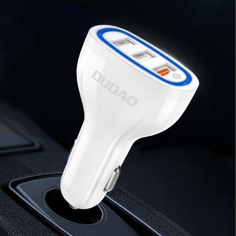 Ładowarka samochodowa 3x USB Quick Charge 3.0 QC3.0 2.4A 18W biały DUDAO