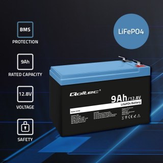 Akumulator LiFePO4 Litowo-Żelazowo-Fforanowy | 12.8V | 9Ah | 115.2Wh | BMS Qoltec