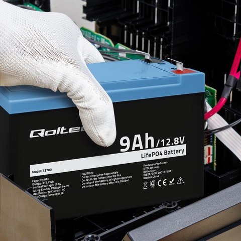 Akumulator LiFePO4 Litowo-Żelazowo-Fforanowy | 12.8V | 9Ah | 115.2Wh | BMS Qoltec