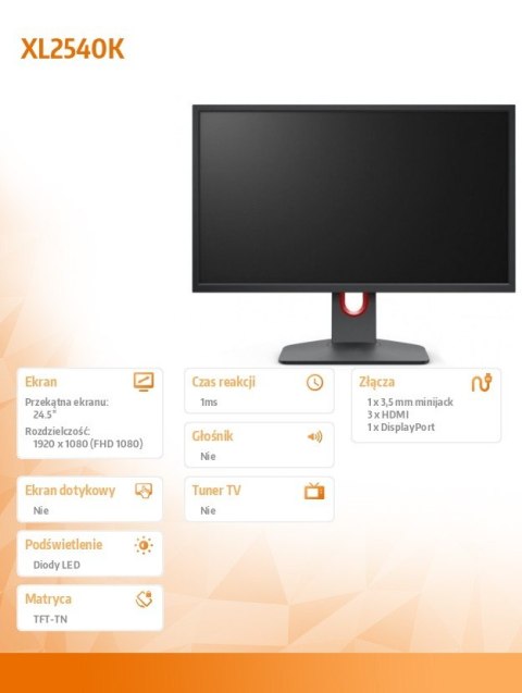 Monitor BENQ XL2540K LED 1ms/12MLN:1/HDMI/GAMING ZOWIE