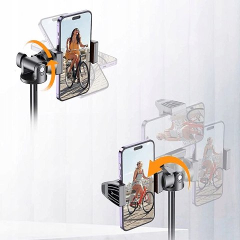 Selfie stick kijek do zdjęć Bluetooth z pilotem tripodem głowicą 148cm - czarny Tech-Protect