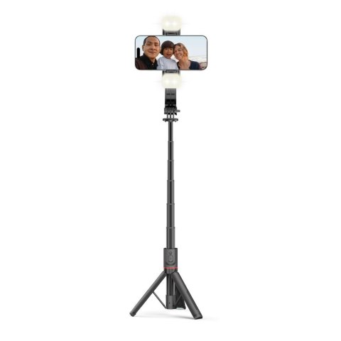 Selfie stick kijek do zdjęć Bluetooth z tripodem lampą LED do 105cm - czarny Tech-Protect